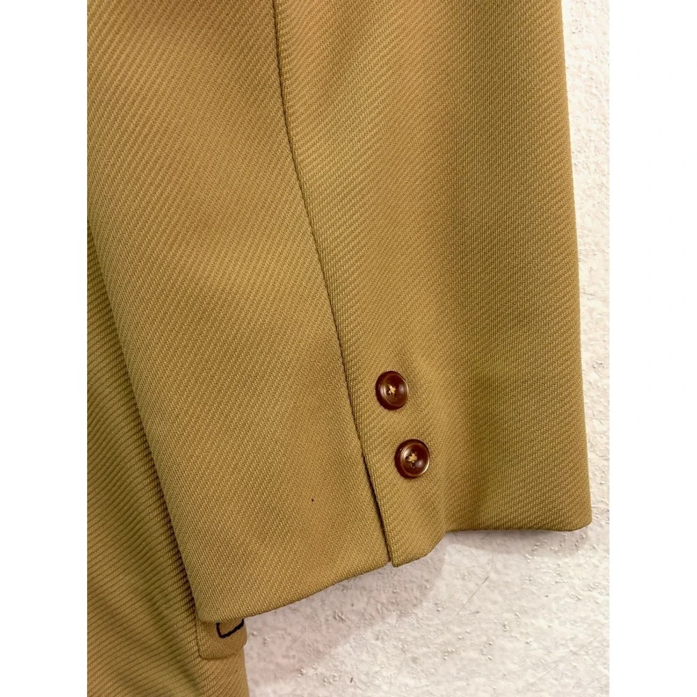 vtg 70s Bespoke 44S Tan Knit Polyester Blazer Jacket Sport Suit‎ Coat Leisure